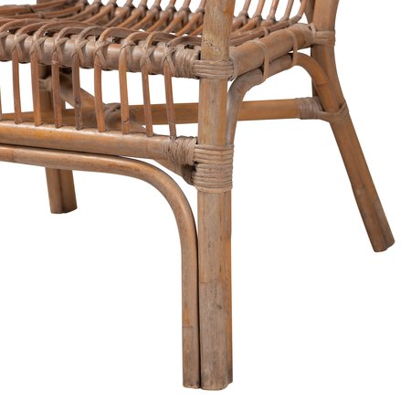Baxton Studio Lamaria Modern Bohmenian Natural Brown Antique Rattan 2Piece Chair and Footstool Set 219-12715-12716-ZORO